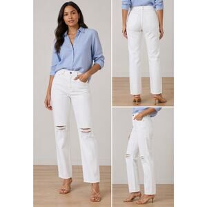 Altar'd State Women's Distressed White Straight Jeans size 27